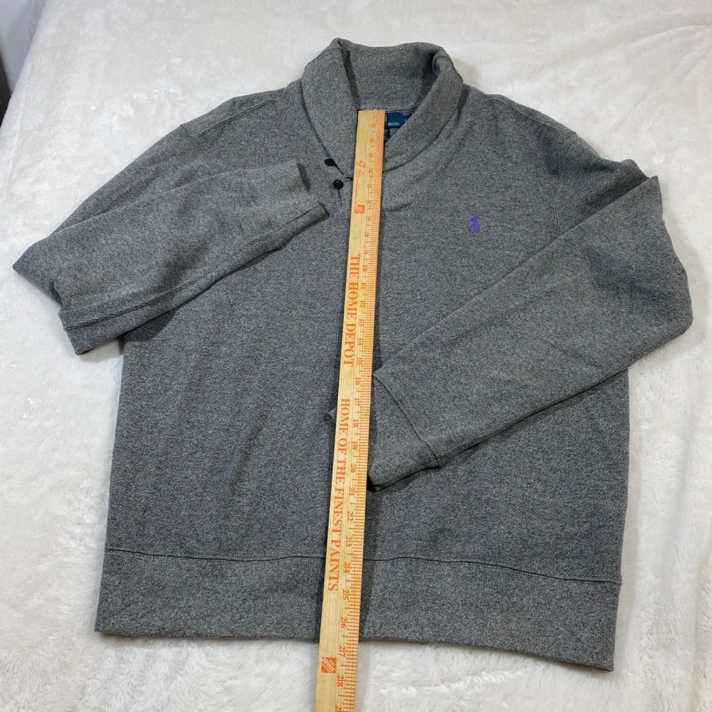 Polo Ralph Lauren Shawl Collar Pullover Sweater Purple Preppy Nautical Gray L - Picture 5 of 8